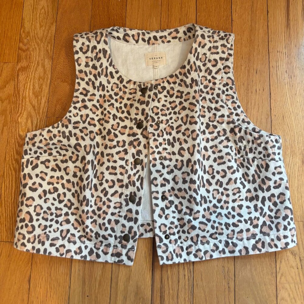 Never worn Sezane Leopard Print Vest 99% Cotton Size US 14